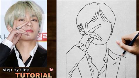 bts v photos drawing easy|How to draw BTS V step by step .